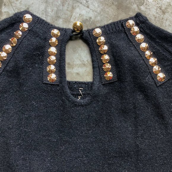 MINT vintage Tracy Reese black knitted short sleeve top with gold trim Sz P - Picture 6 of 7